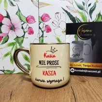 Elegancki Kubek "Aga nie prosi Agnieszka kurwa wymaga!" idealny prezent upominek