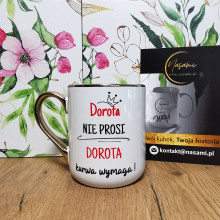 Elegancki Kubek "Aga nie prosi Agnieszka kurwa wymaga!" idealny prezent upominek