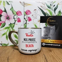 Elegancki Kubek "Aga nie prosi Agnieszka kurwa wymaga!" idealny prezent upominek
