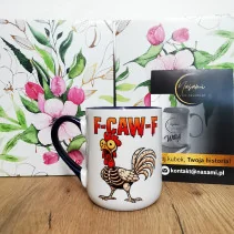 Kubek z napisem "F-CAW-F"